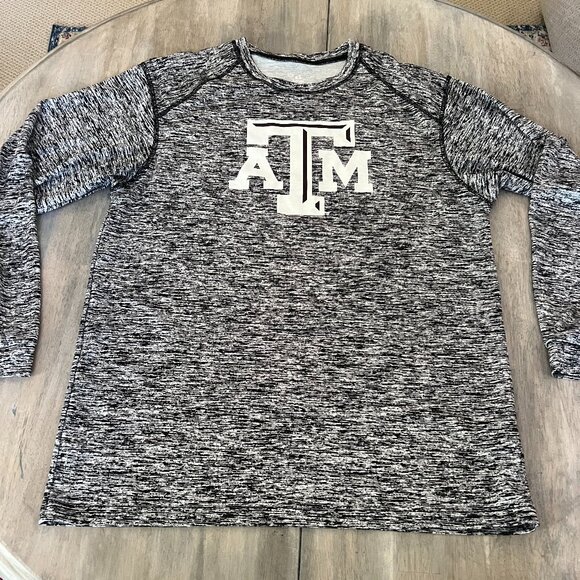 Badger Sports Texas A&M Aggies Blck/Wht Heathered Long Sleeve Shirt Medium - Picture 1 of 4